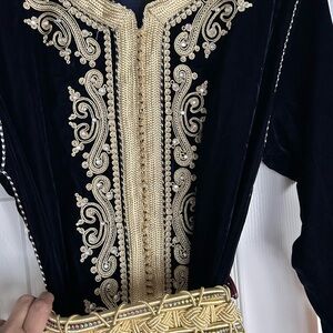 Elegant Black and Gold Embroidered Dress ( kaftan)